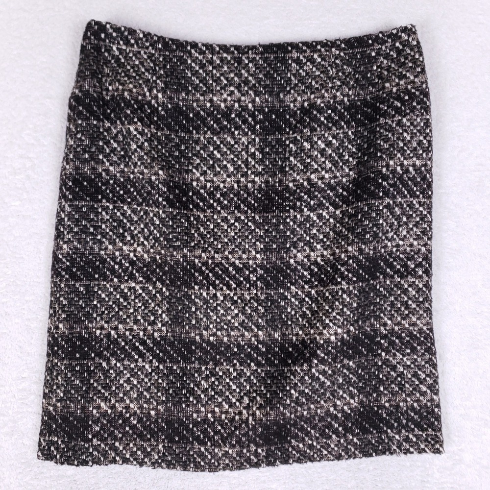 Dalia Collection Tweed Skirt Women 8 Wool Blend Black White Pencil Office Career